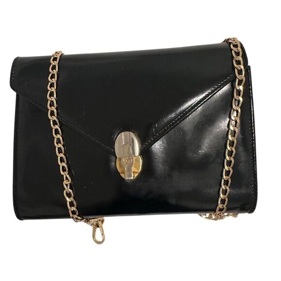 Black and Gold Crossbody Bag with Skull Clasp - Picture 1 of 16